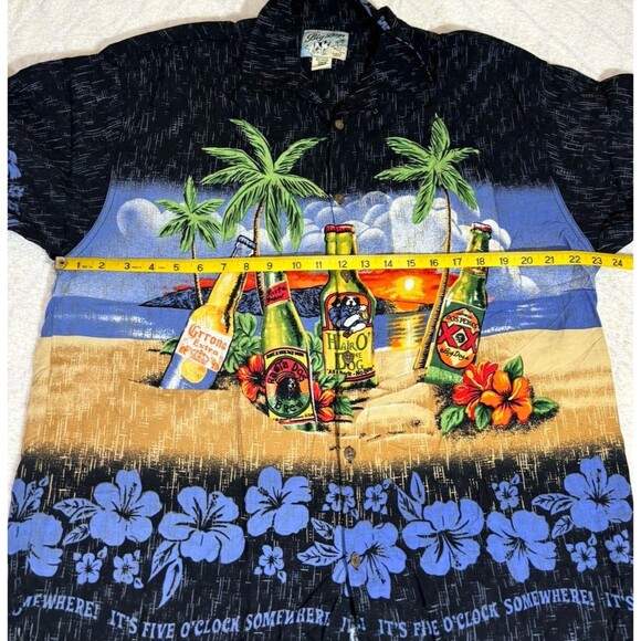 VTG Big Dogs It’s Five O’clock Somewhere Beer Beach Island Button Up Tee Size L - Picture 13 of 14